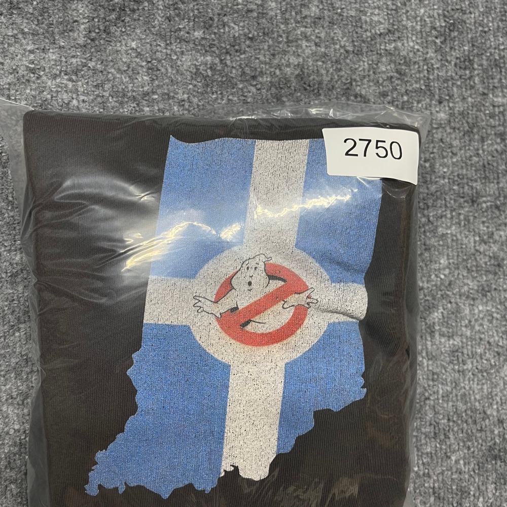 Indiana Ghostbusters Graphic Hoodie Mens Large Faded Black Delta Fleece Skate - Picture 9 of 9